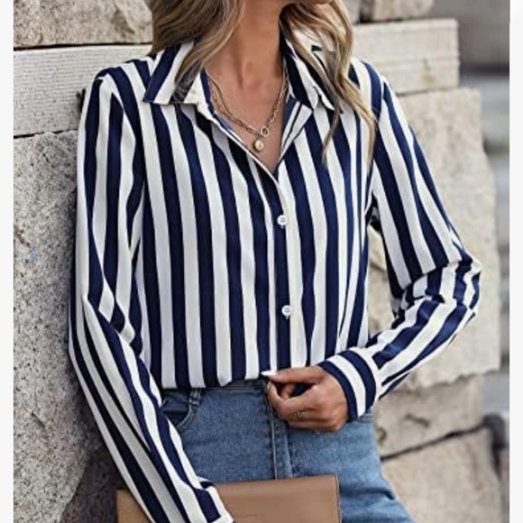 Striped Button-Up Blouse - Picture 7 of 16